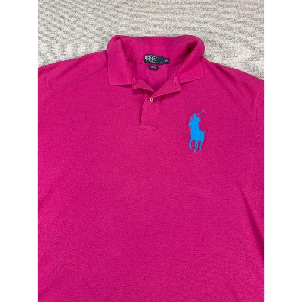 Polo Ralph Lauren Mens 3XB Big Pony Pink Short Sleeve Polo Shirt Turquoise